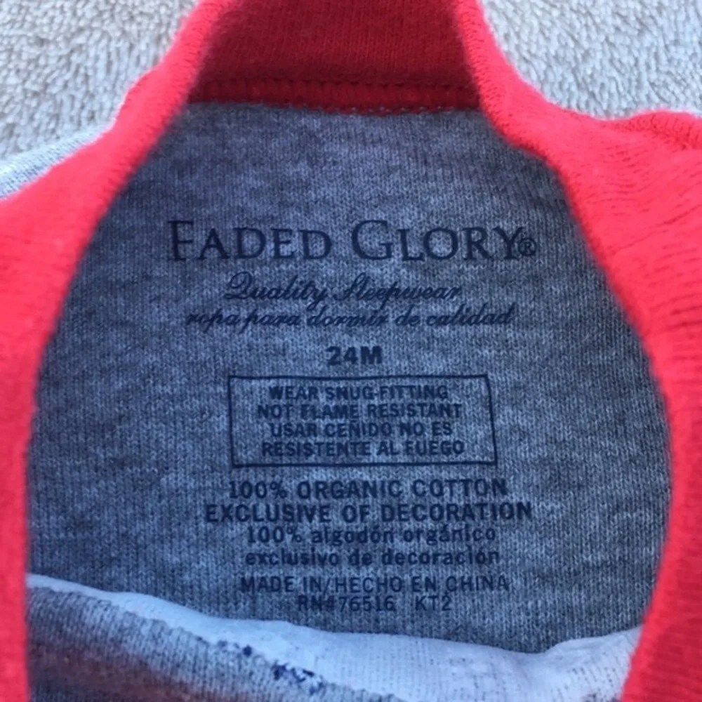 NWOT Faded Glory Organic Cotton PJ Set, 24…